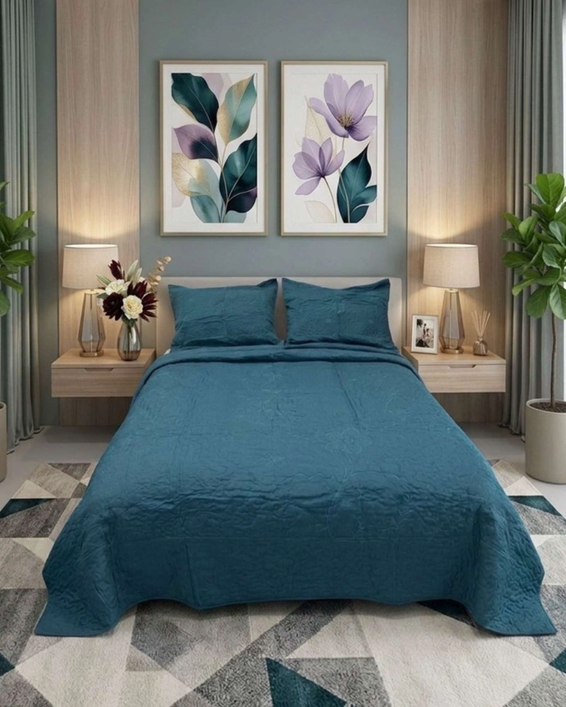 QUILT BORDADO FLORAL 2 PLAZAS COLECCION BOTANICA - 1