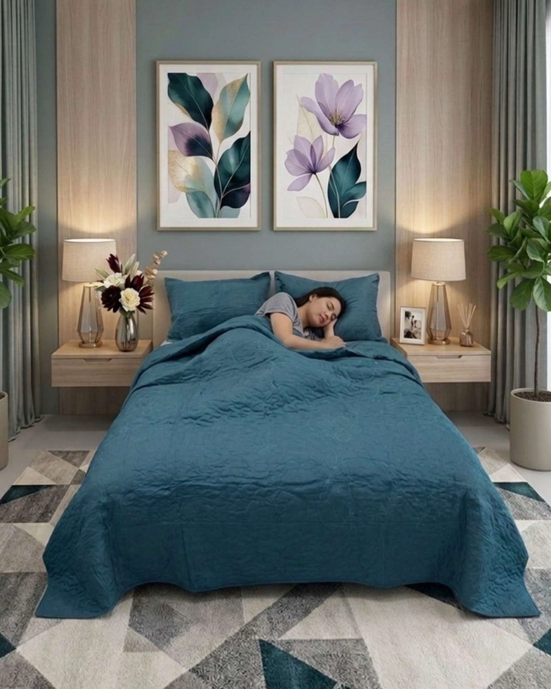 QUILT BORDADO FLORAL 2 PLAZAS COLECCION BOTANICA - 2