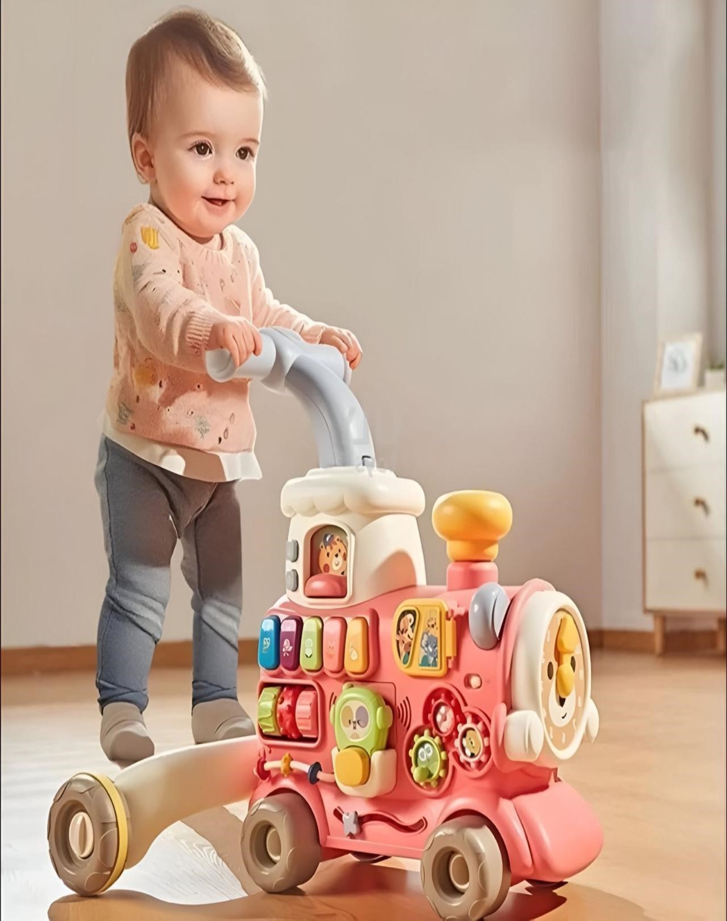CAMINADORA TREN 3 EN 1 PARA BEBÉS ROSADA - 5