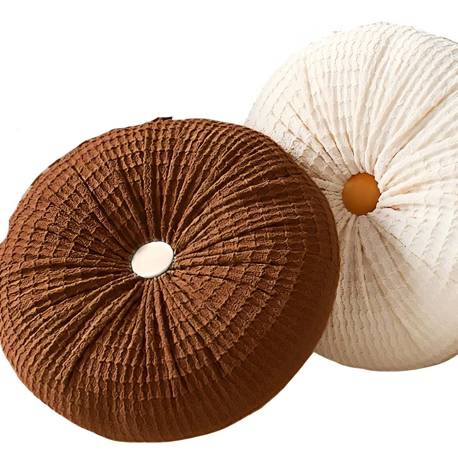 SET DE 2 COJINES DISEÑO BOTON COLOR BEIGE/CAFÉ - 3