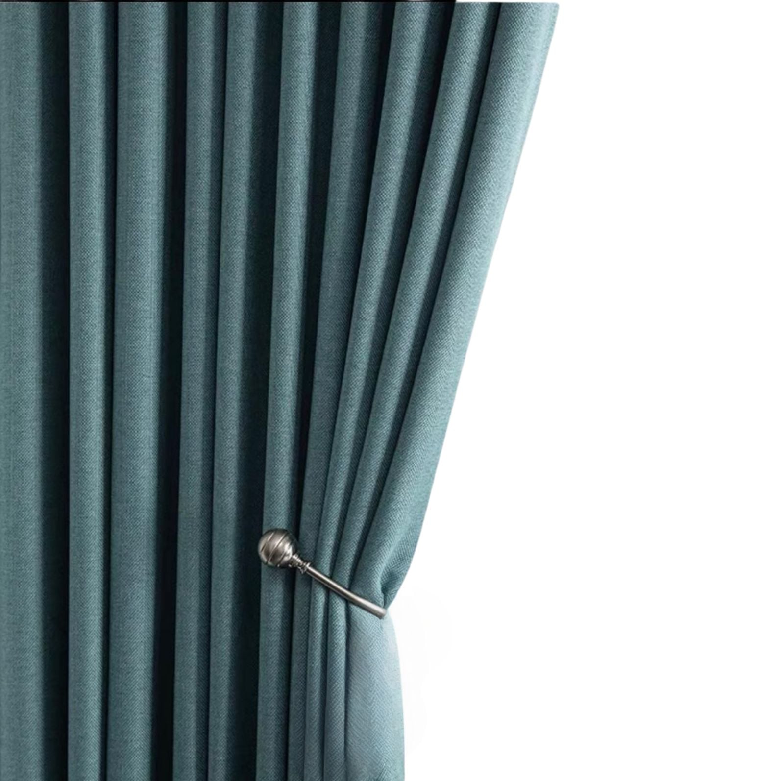 SET CORTINAS  2 PAÑOS ENGOMADAS TEXTURIZADA 140X220 TURQUESA - 3