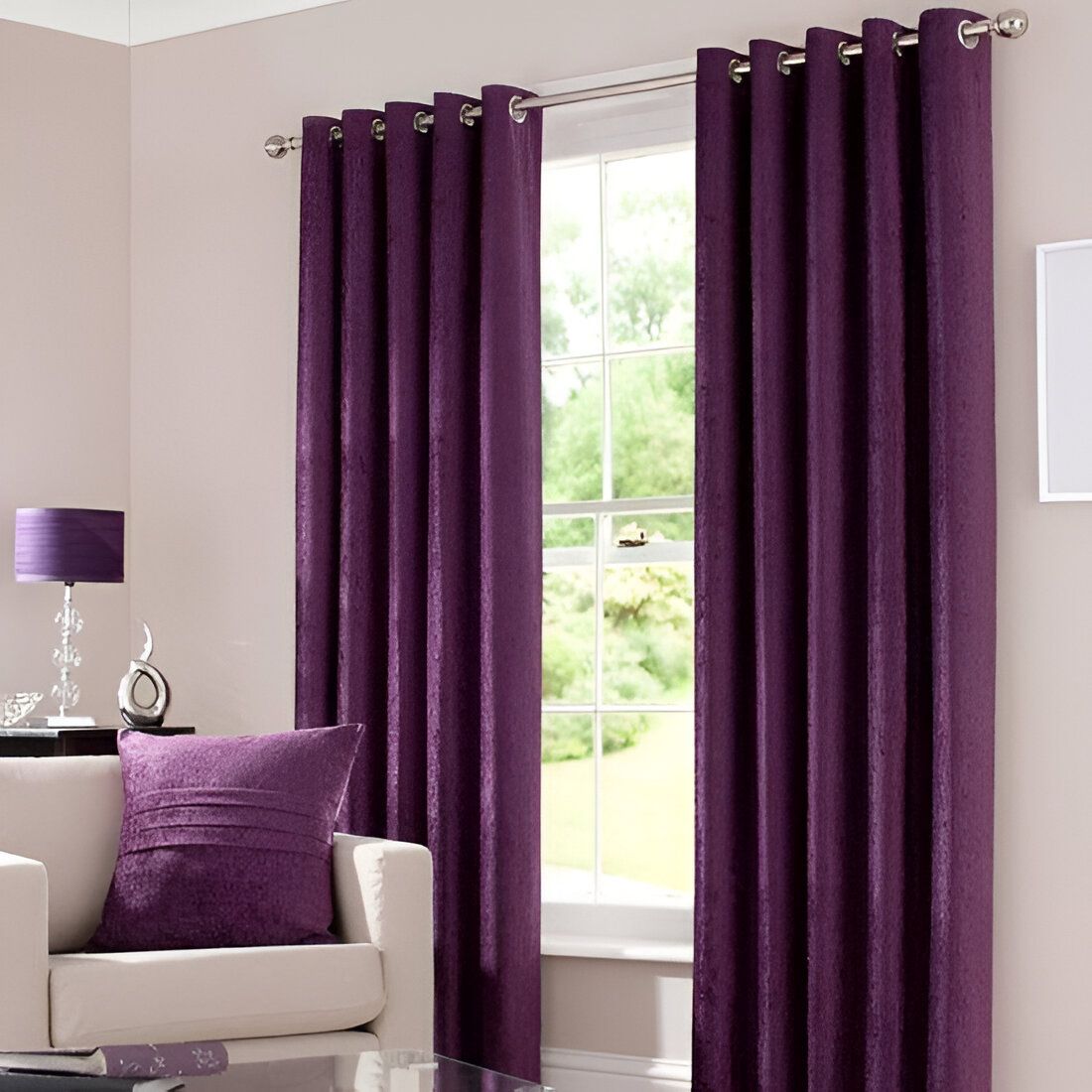SET CORTINAS 2 PAÑOS ENGOMADAS TEXTURIZADA 140X220 MORADO - 3