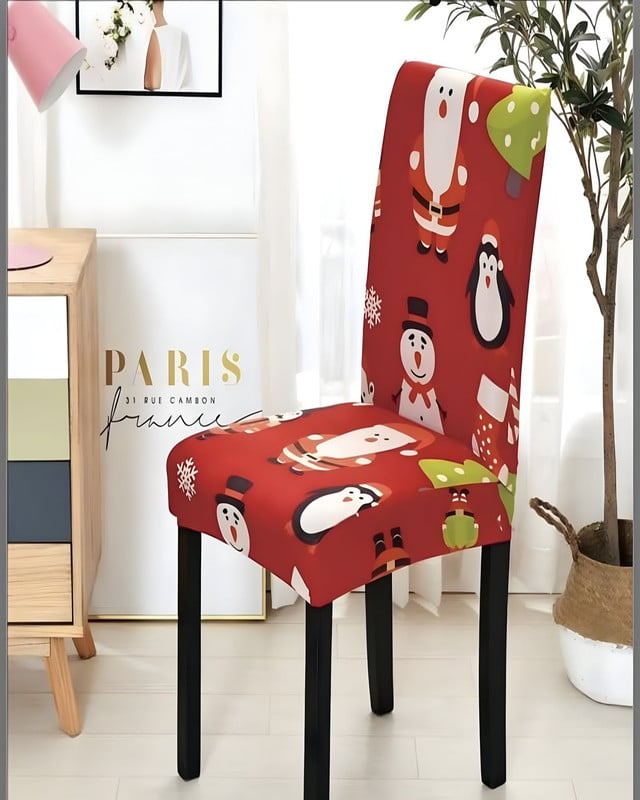 FUNDA DE SILLAS JUEGO DE 6 FUNDAS DE NAVIDAD - 3