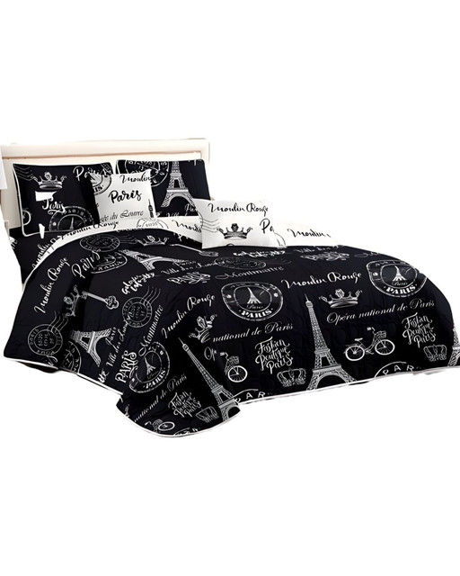 CUBRECAMA QUILT MAS JUEGO DE SABANAS PLAZA Y MEDIA - 1