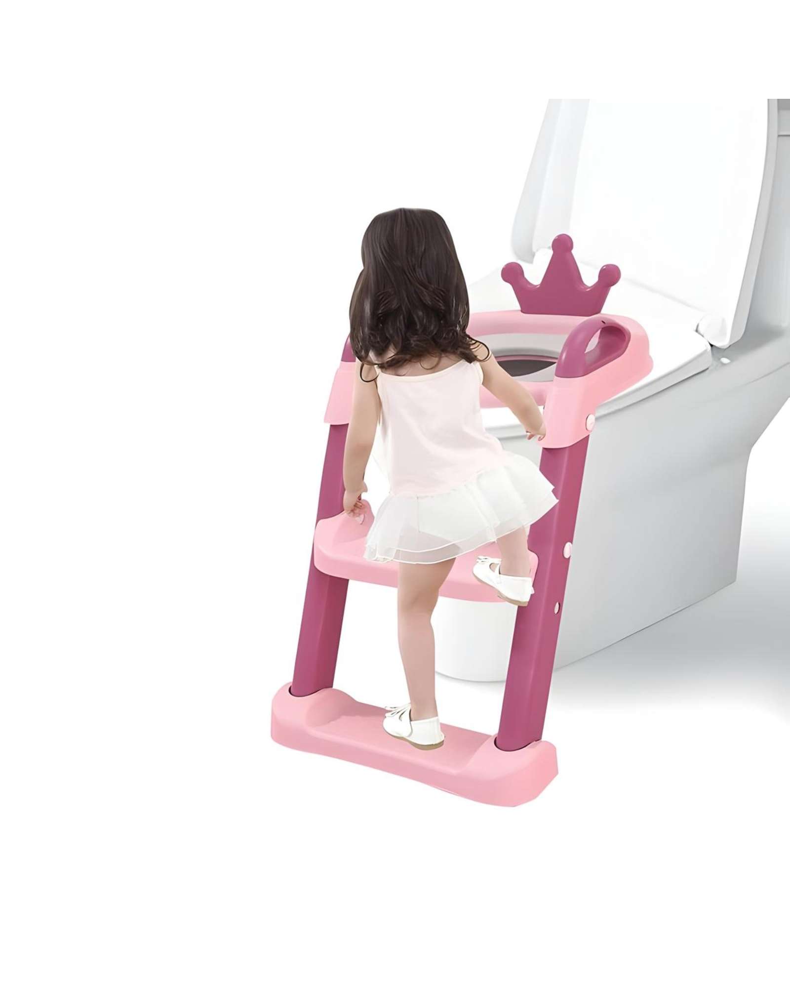 ESCALERA ASIENTO ADAPTADOR DE BAÑO PELELA NIÑAS ROSADA - 2
