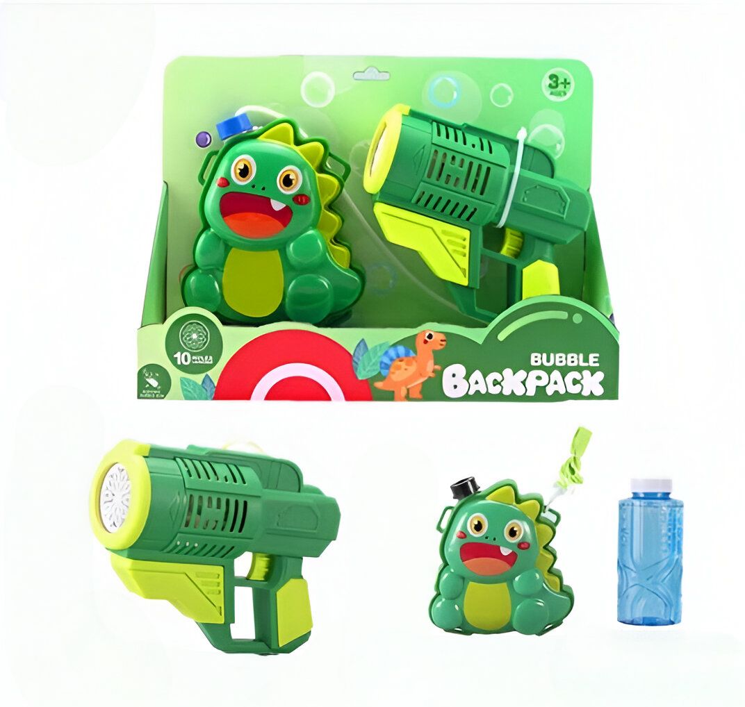 JUGUETE LANZA BURBUJAS CON MOCHILA DISEÑO DINOSAURIO - 1