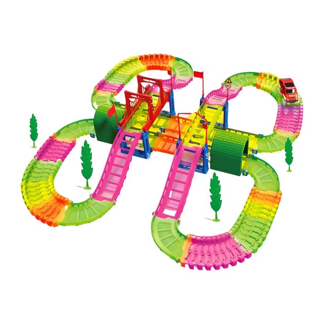 PISTA RIEL DE CARRERA LUMINOSO GRANDE 135PC - 1