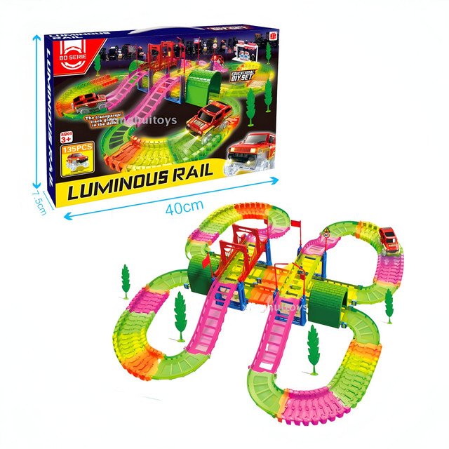 PISTA RIEL DE CARRERA LUMINOSO GRANDE 135PC - 2