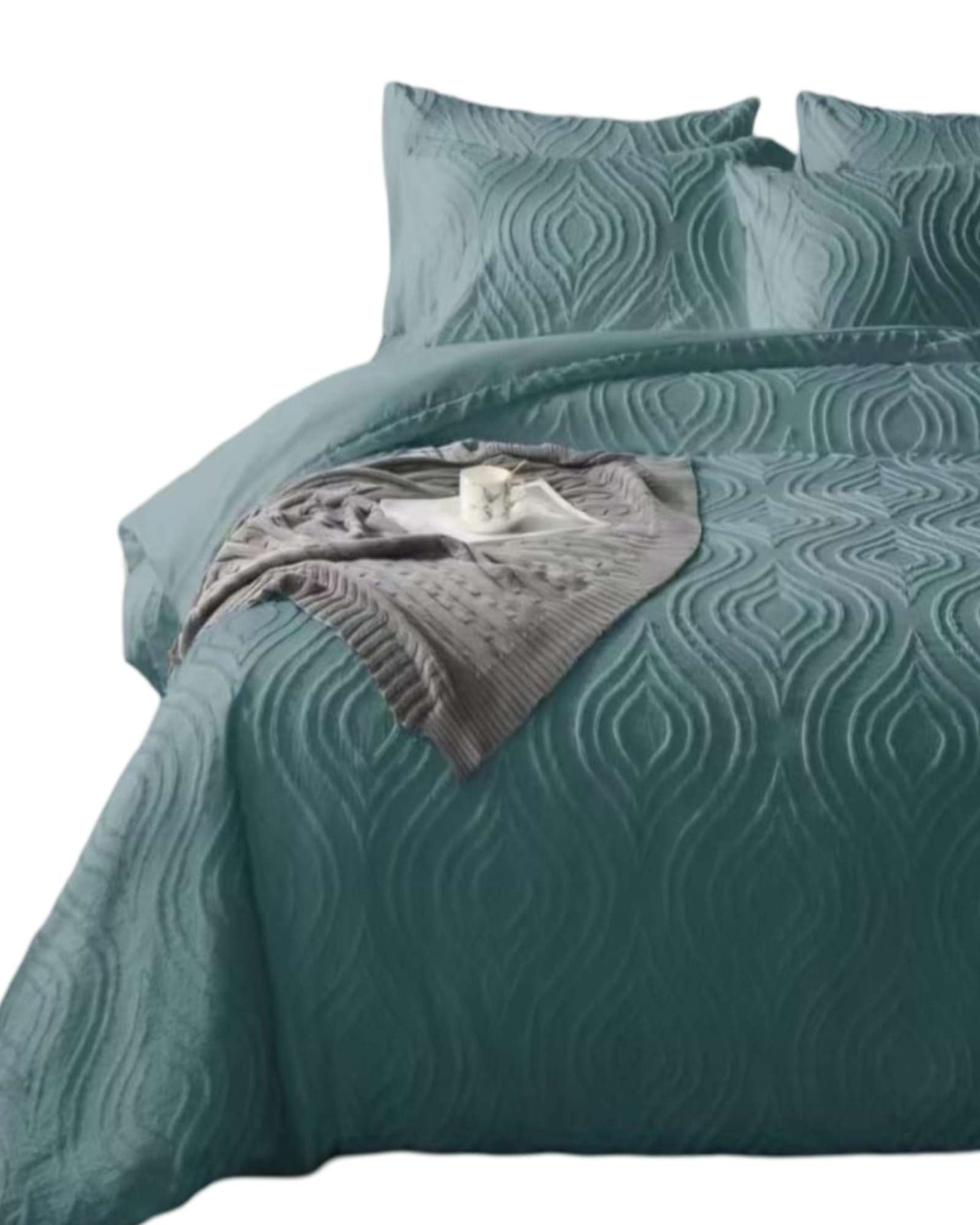 CUBRECAMA SEMI ACOLCHADO KING MAS 2 FUNDAS DE ALMOHADAS - 1