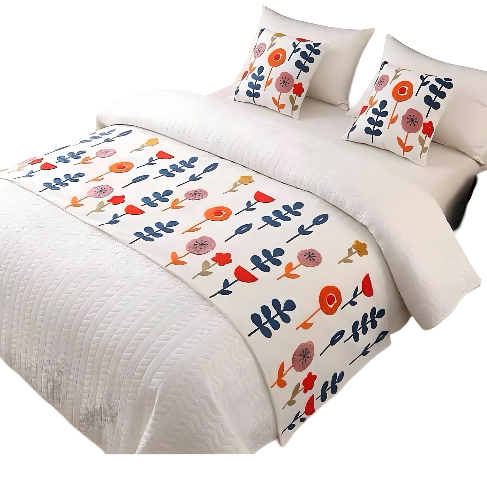 PIECERA DE CAMA MAS 2 FUNDAS BORDADA DECORATIVA 60X200 CM - 2