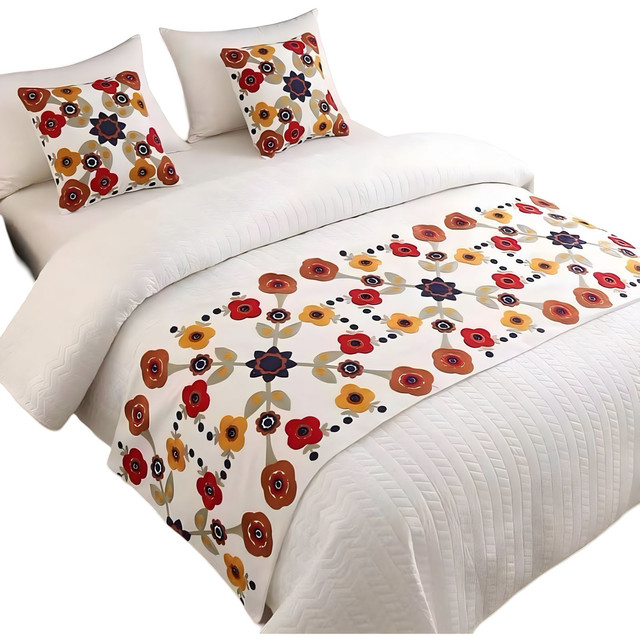 PIECERA DE CAMA SIN FUNDAS BORDADA DECORATIVA 60X200 CM - 1