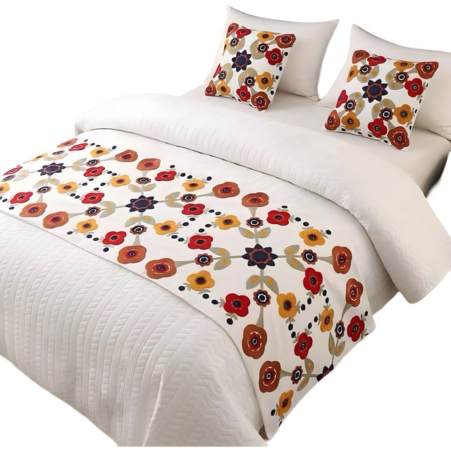 PIECERA DE CAMA SIN FUNDAS BORDADA DECORATIVA 60X200 CM - 2