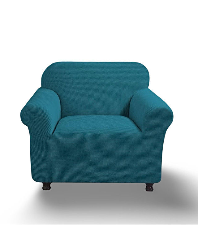 FUNDA PARA SOFA CUADRILLE DE 2 CUERPO AZUL PETROLEO - 1
