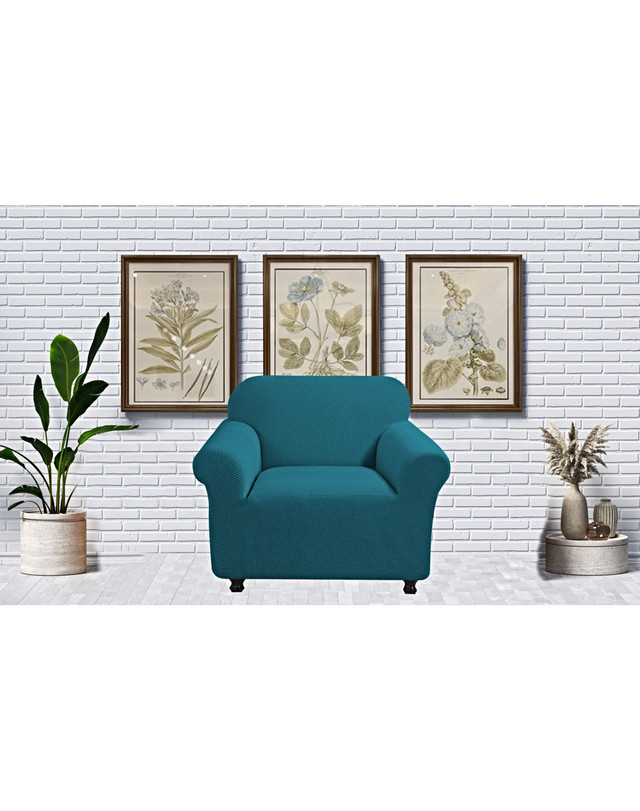 FUNDA PARA SOFA CUADRILLE DE 2 CUERPO AZUL PETROLEO - 3
