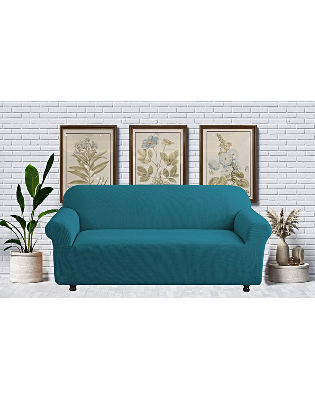 FUNDA PARA SOFA CUADRILLE DE 3 CUERPO AZUL PETROLEO - 3