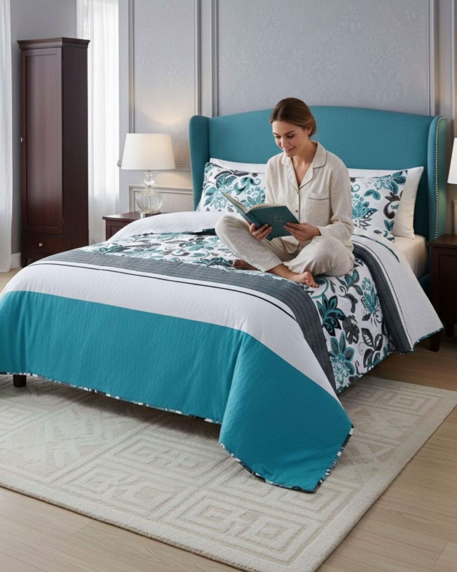 COBERTOR COLCHA QUILT SHERPA OTOÑO INVIERNO 2 PLAZAS - 2