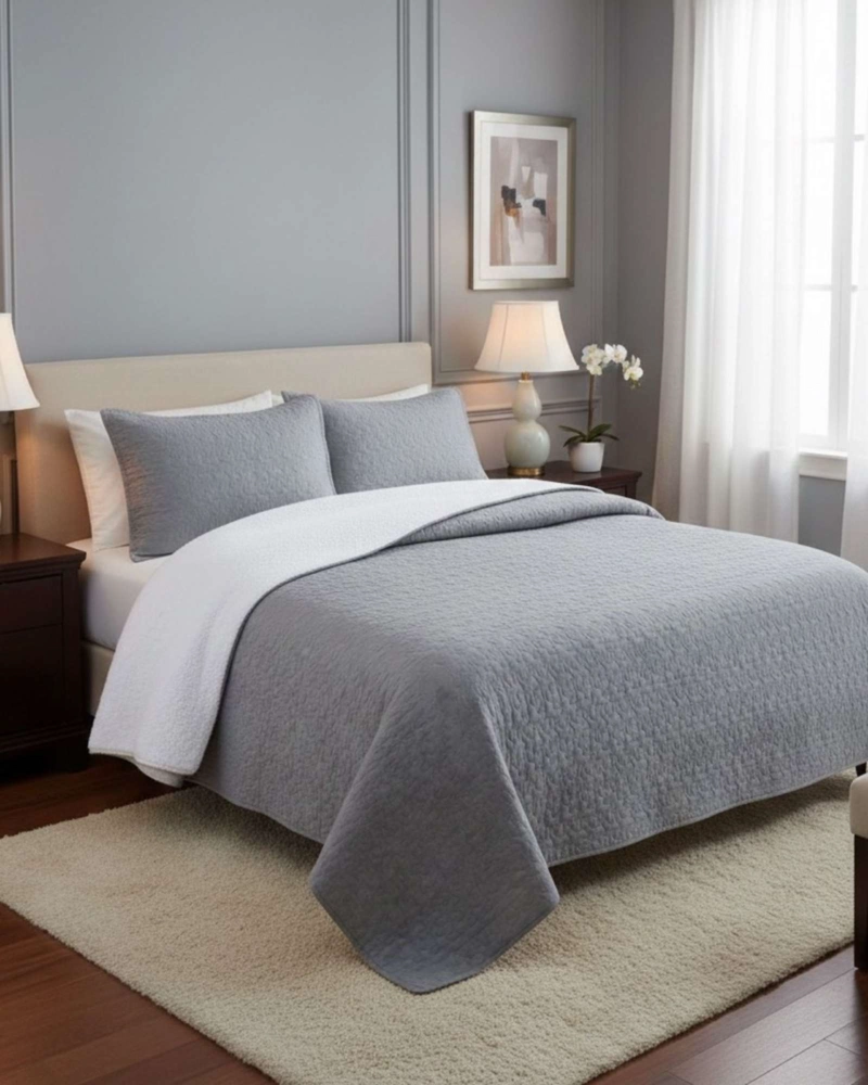 COBERTOR COLCHA QUILT SHERPA KING MEDIDA 250X270 CM - 4