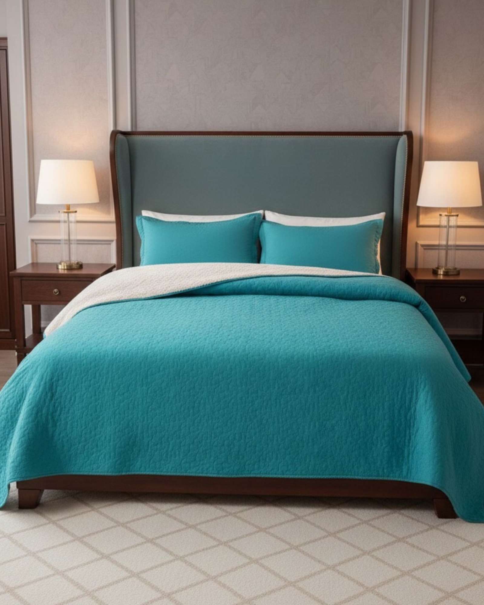 COBERTOR COLCHA QUILT SHERPA KING MEDIDA 250X270 CM - 1