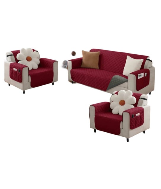 JUEGO DE 2 FUNDA SOFÁ SILLÓN 3 CUERPOS SOBREPONER BICOLOR - 2