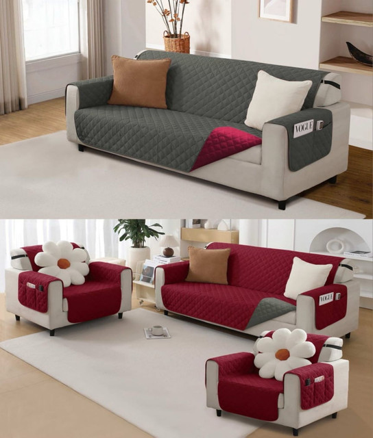 JUEGO DE 2 FUNDA SOFÁ SILLÓN 3 CUERPOS SOBREPONER BICOLOR - 4