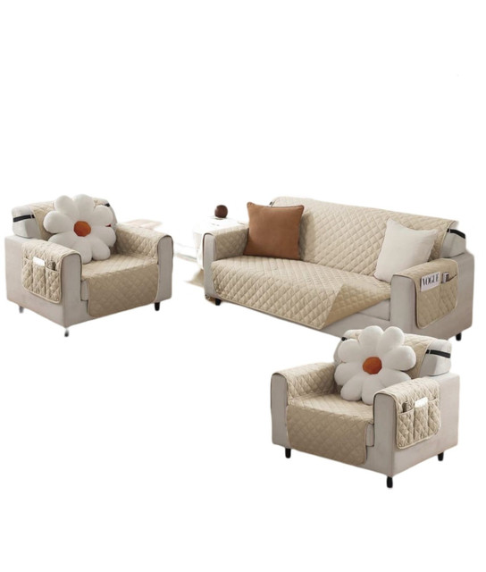 JUEGO DE 2 FUNDA SOFÁ SILLÓN 3 CUERPOS SOBREPONER BICOLOR - 2