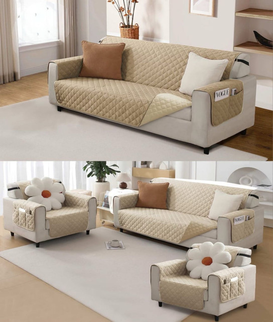 JUEGO DE 2 FUNDA SOFÁ SILLÓN 3 CUERPOS SOBREPONER BICOLOR - 4