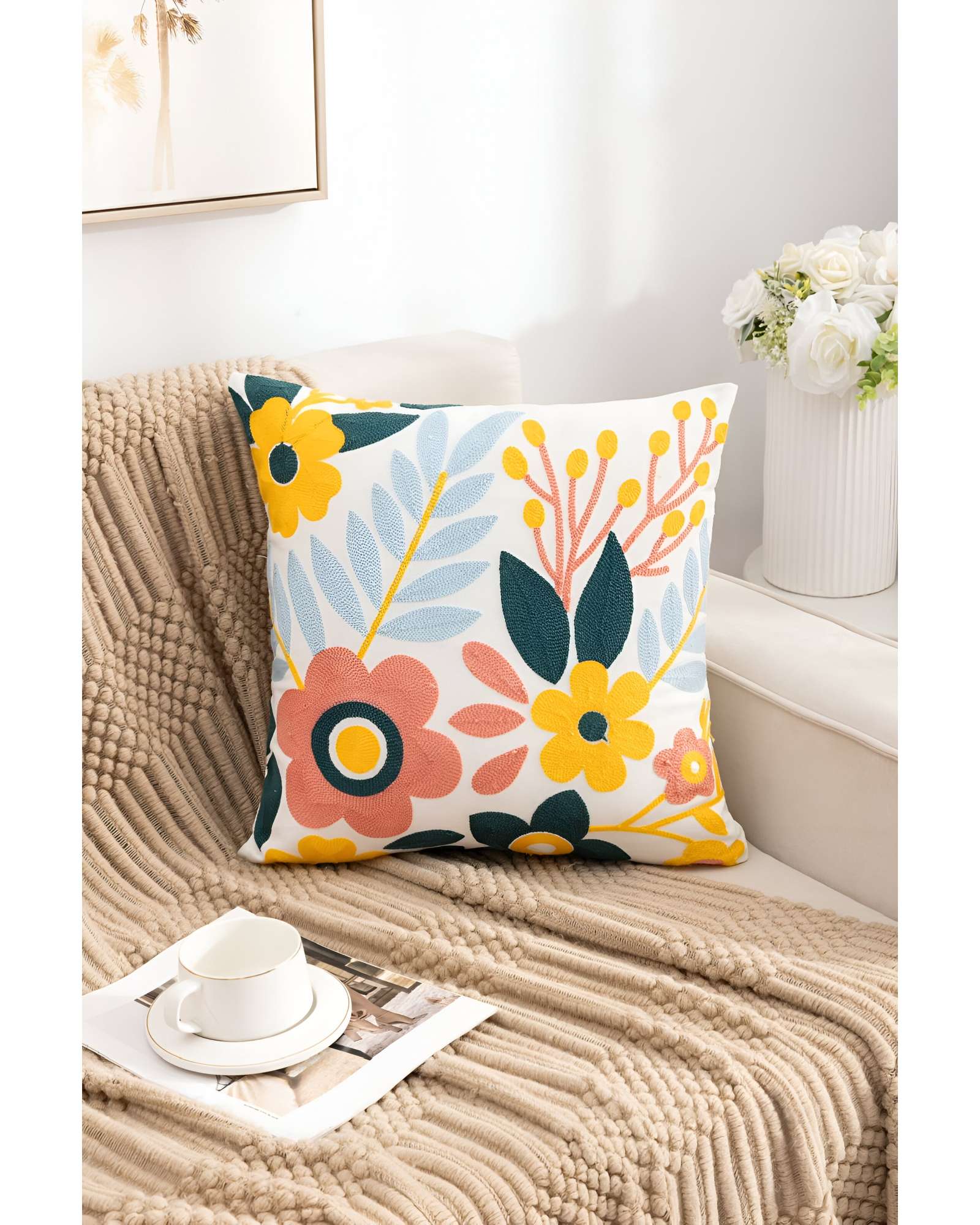SET DE 4 FUNDAS BORDADAS 45X45 C53 - 3