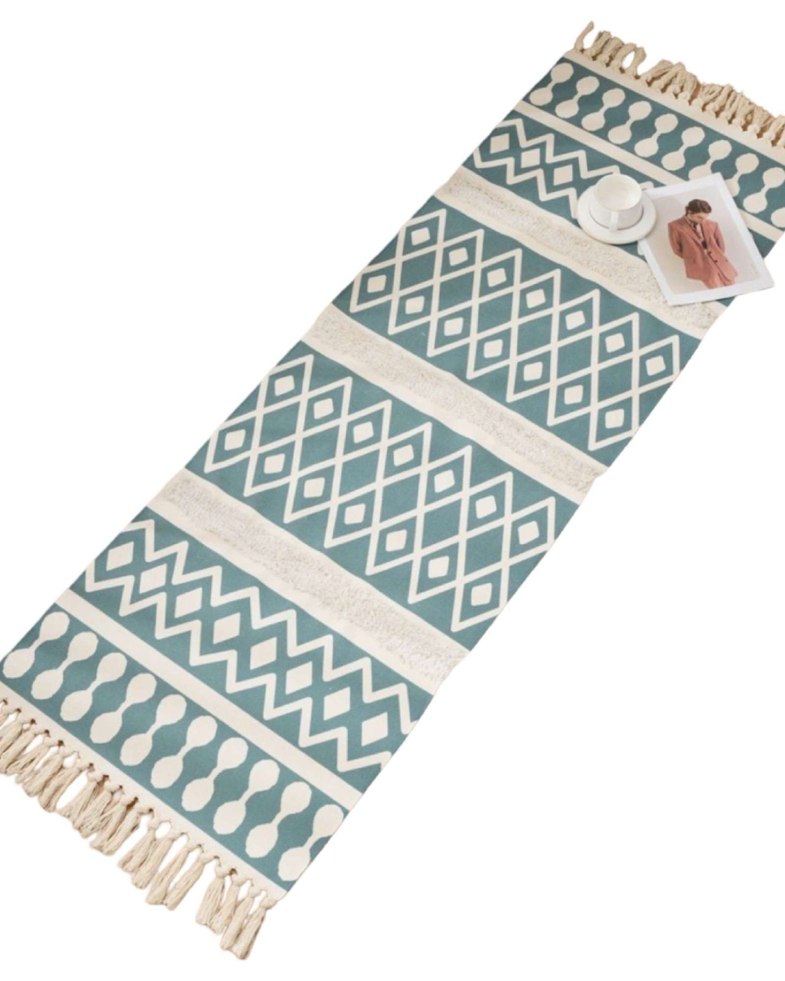 SET DE 2 ALFOMBRA DECORATIVA DE LINO 60 X 180 CM - 1