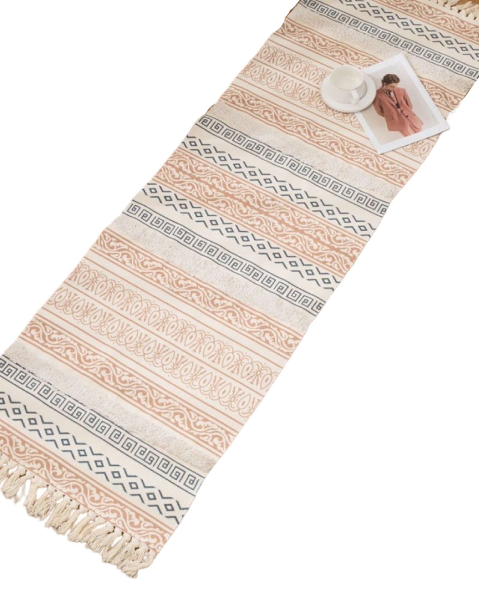 SET DE 2 ALFOMBRA DECORATIVA DE LINO 60 X 180 CM - 1