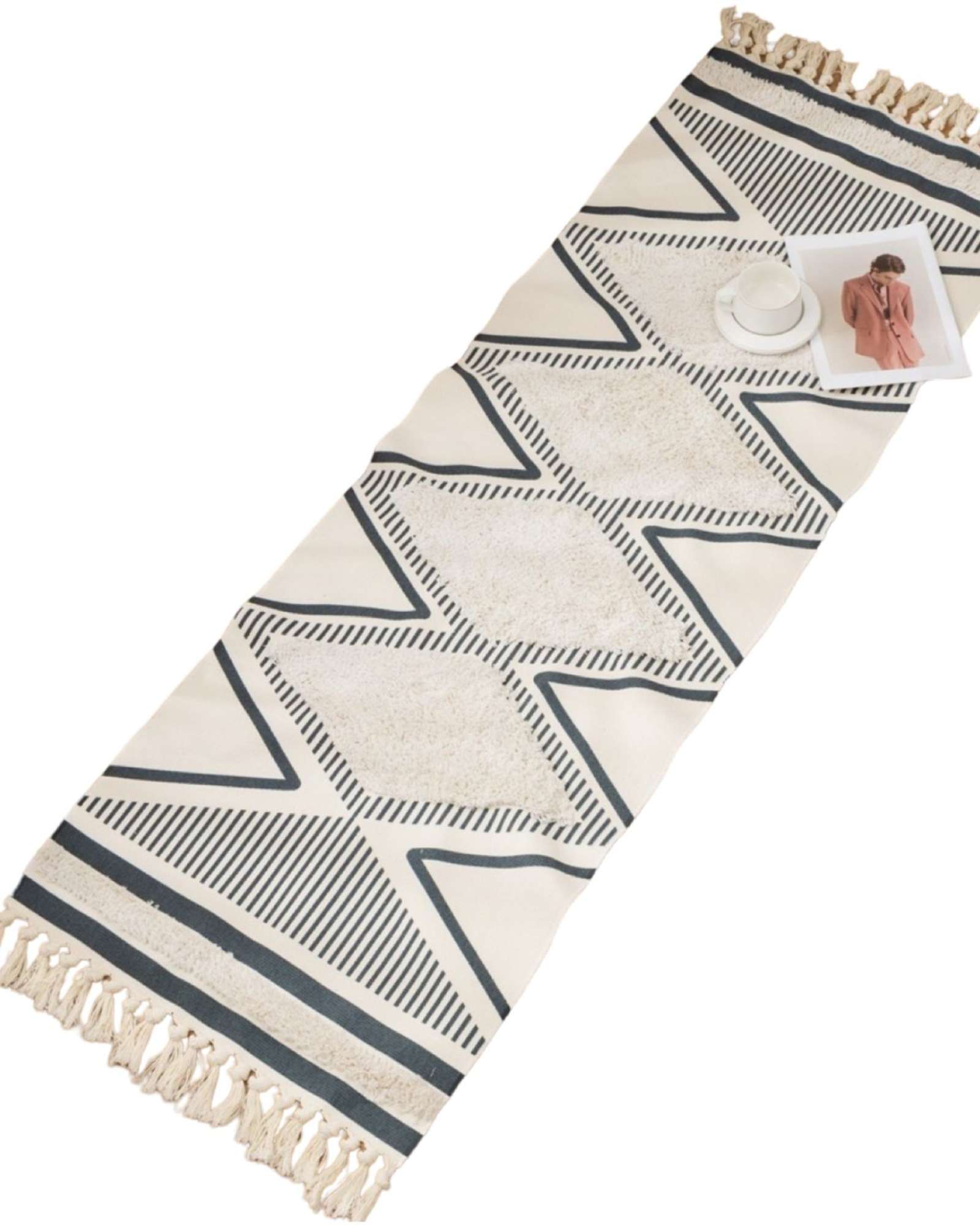 SET DE 2 ALFOMBRA DECORATIVA DE LINO 60 X 180 CM - 1