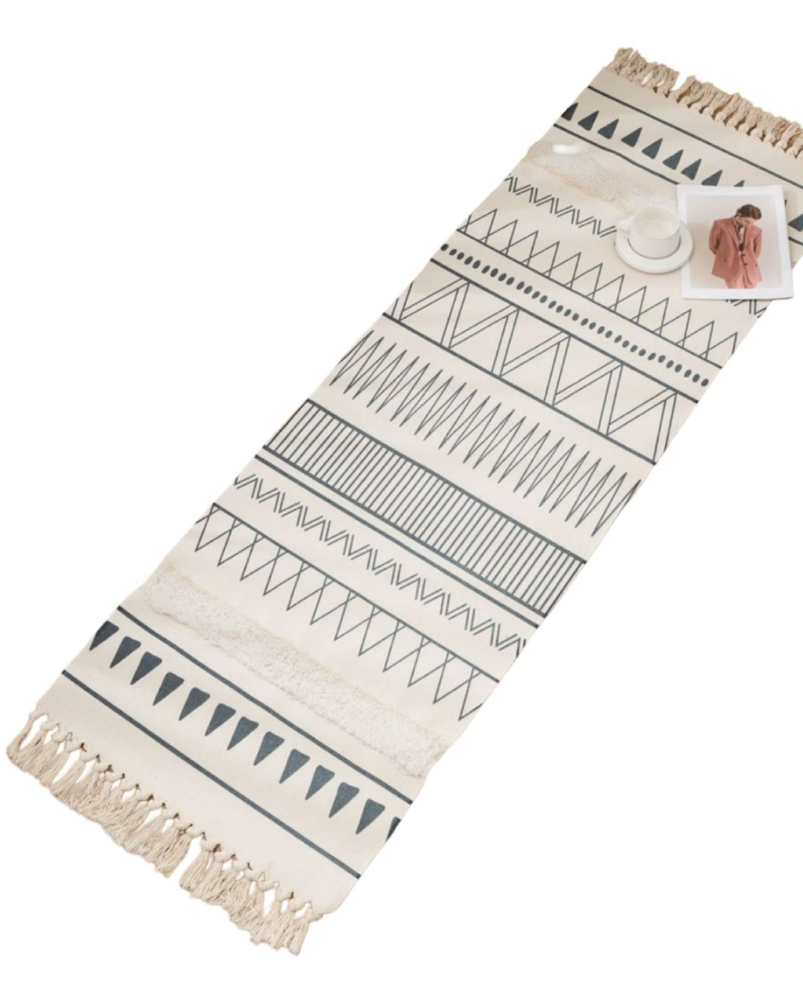 SET DE 2 ALFOMBRA DECORATIVA DE LINO 60 X 180 CM - 1