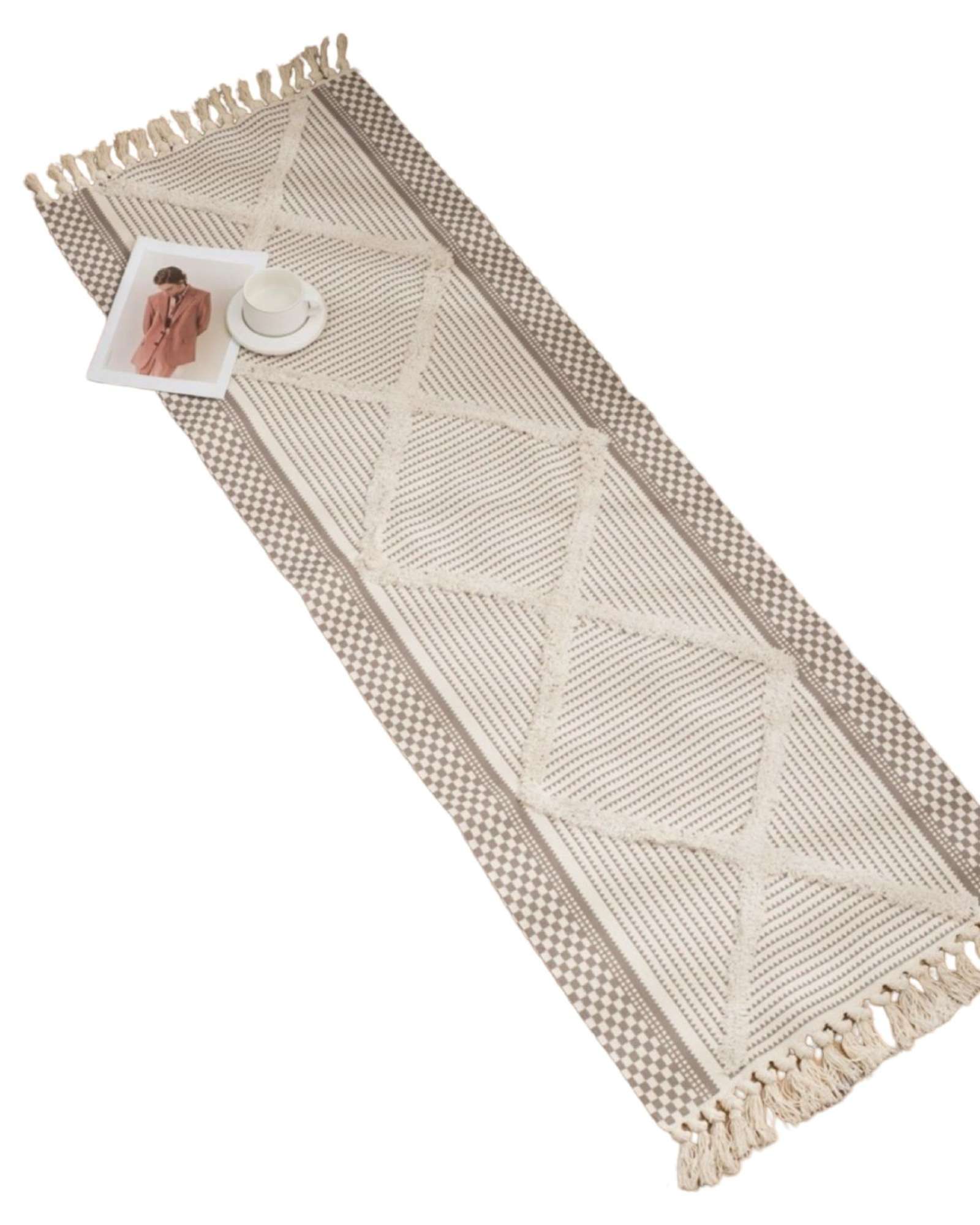 SET DE 2 ALFOMBRA DECORATIVA DE LINO 60 X 180 CM - 2