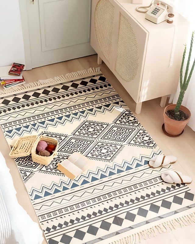 TAPETE ALFOMBRAS DE LINO 160 X 200 ELEGANTES CON FLECOS - 3