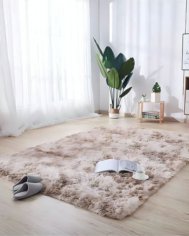 ALFOMBRA PELUDA SUAVE 200 X 300 CM CÁLIDAS EN INVIERNO BEIGE JASPEADO - 2