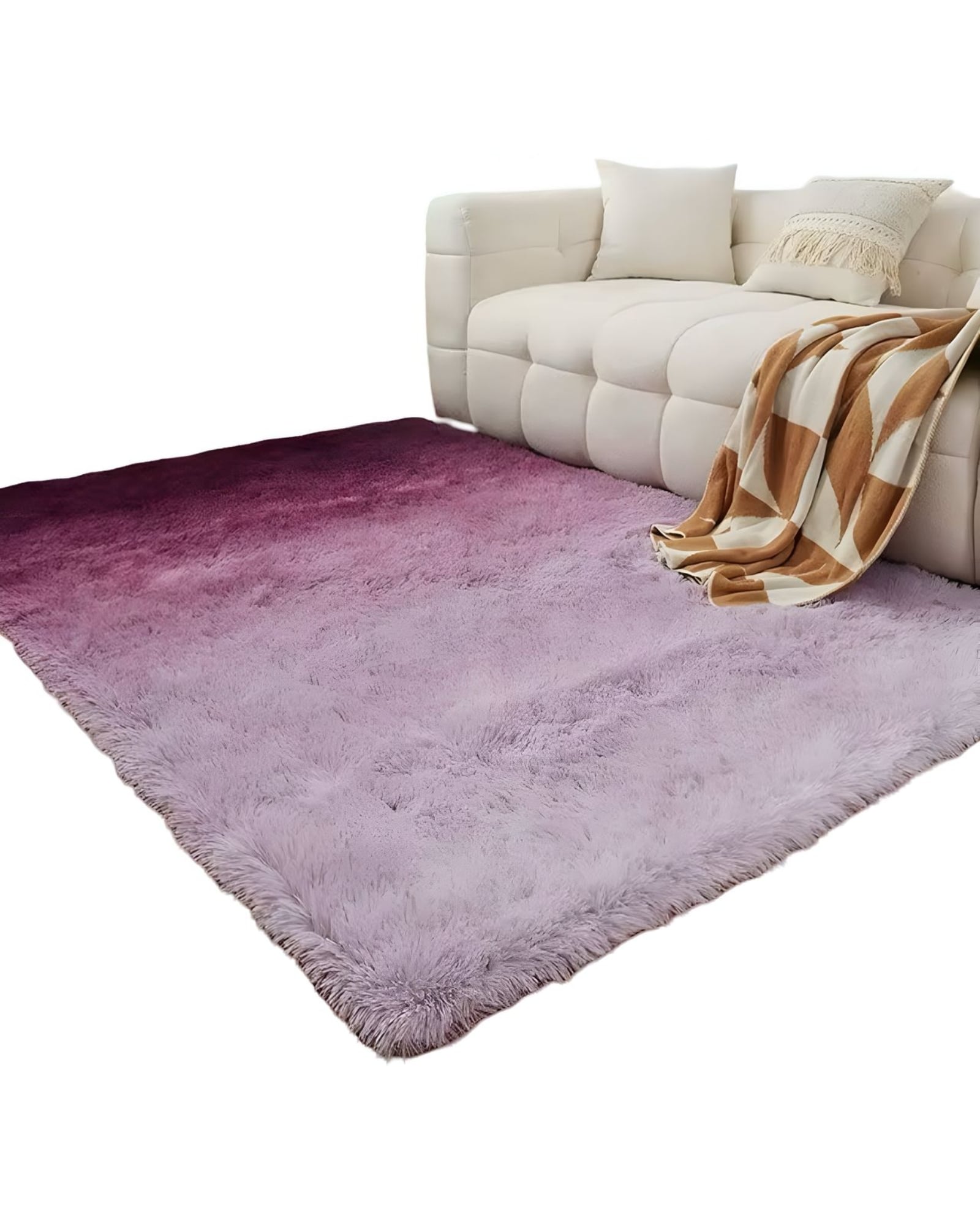 ALFOMBRA PELUDA SUAVE 200 X 300 CM CÁLIDAS EN INVIERNO VIOLETA JASPEADO - 1