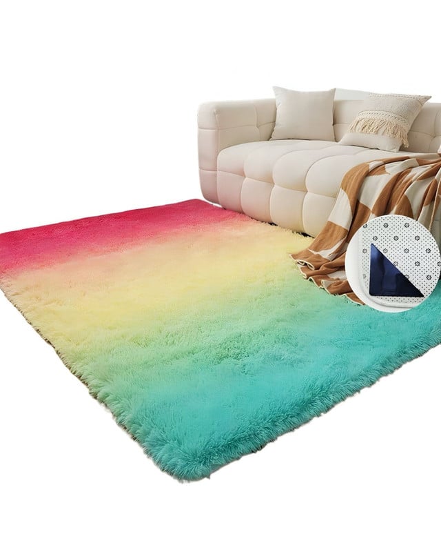 ALFOMBRA PELUDA SUAVE 180 X 200 CM CÁLIDAS EN INVIERNO MULTICOLOR - 1