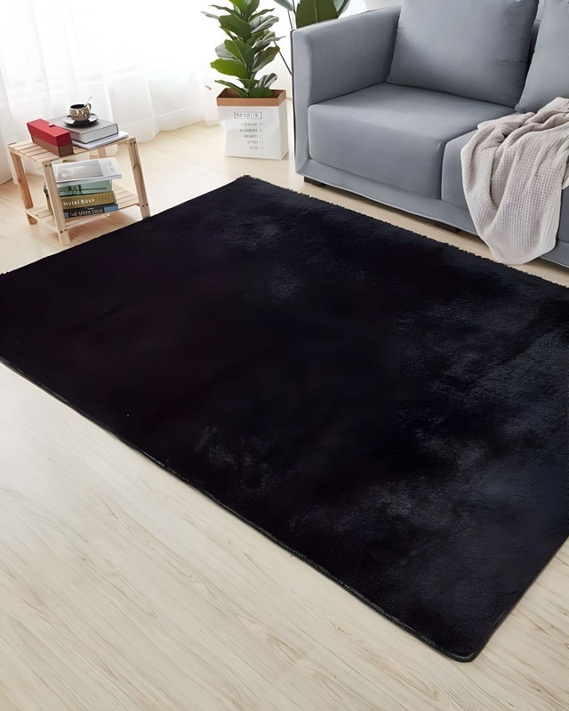 ALFOMBRA PELUDA SUAVE 200 X 300 CM CÁLIDAS EN INVIERNO NEGRO - 1