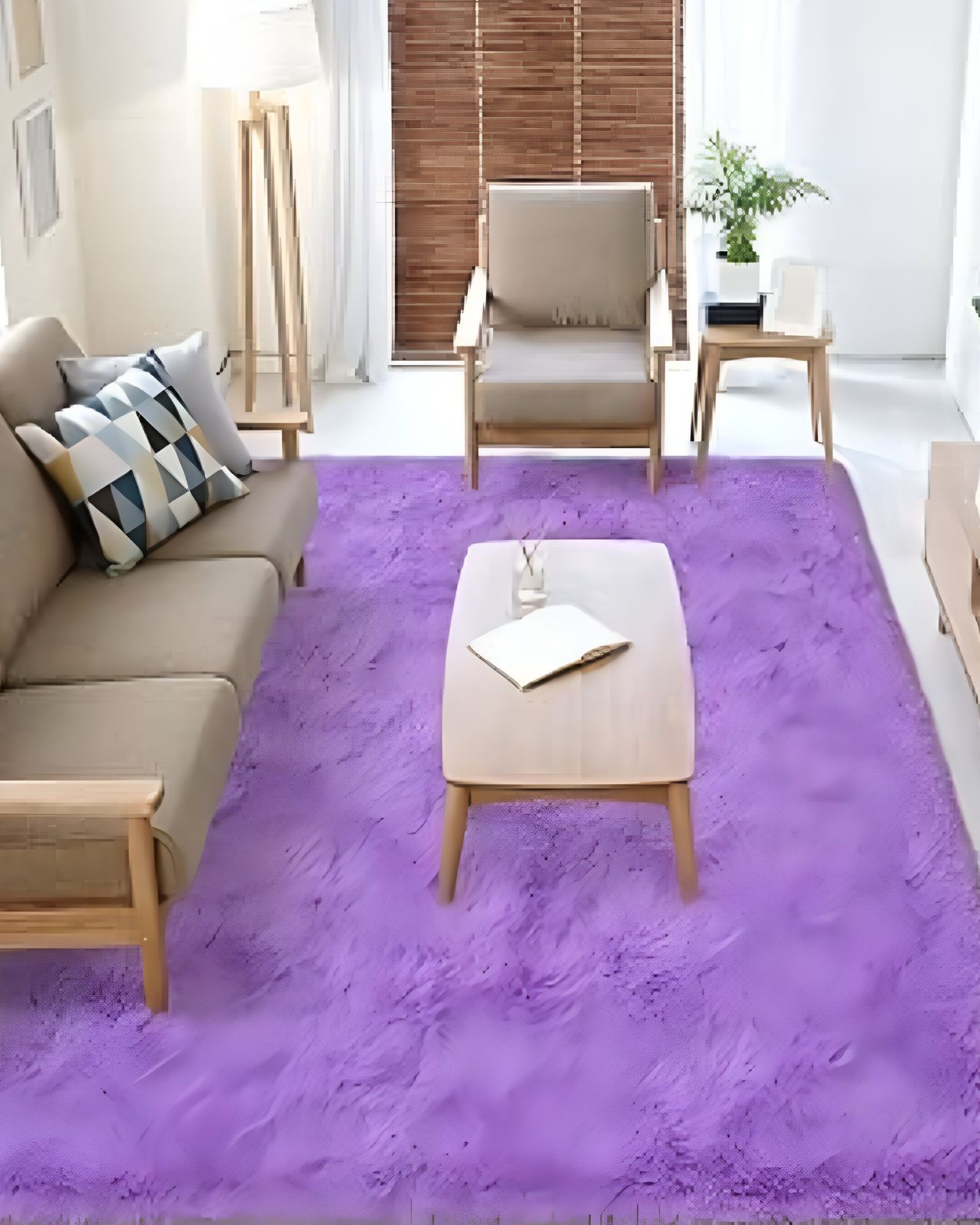 ALFOMBRA PELUDA SUAVE 180 X 200 CM CÁLIDAS EN INVIERNO LILA - 2