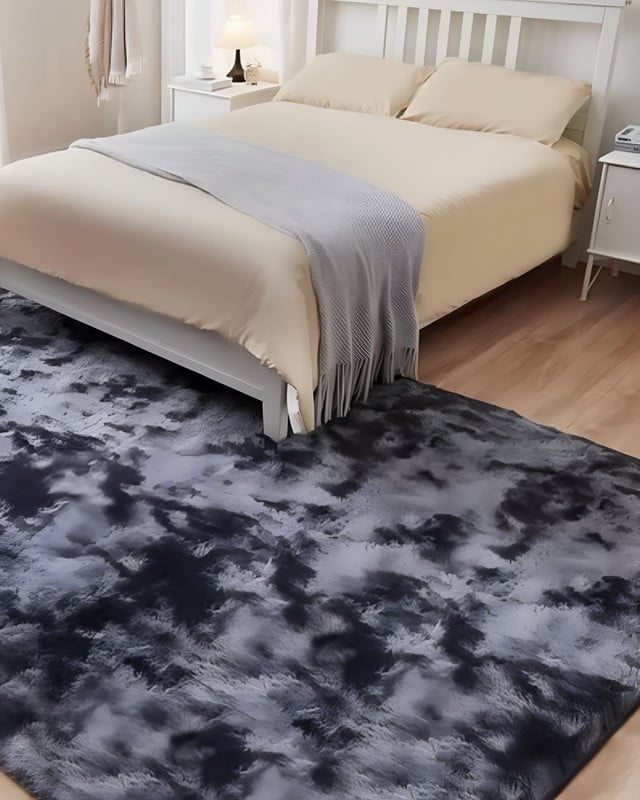 ALFOMBRA PELUDA SUAVE 200 X 300 CM CÁLIDAS EN INVIERNO NEGRO JASPEADO - 3