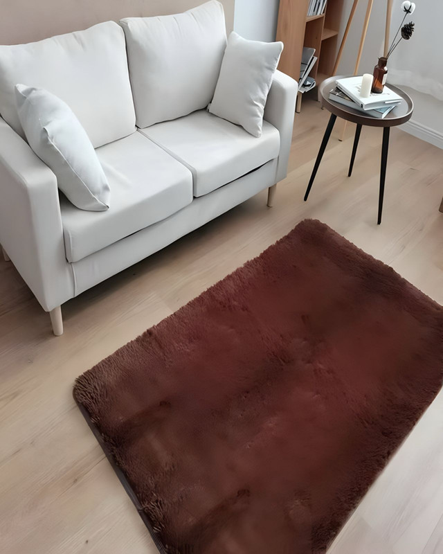 ALFOMBRA PELUDA SUAVE 180 X 200 CM CÁLIDAS EN INVIERNO CAFÉ - 1