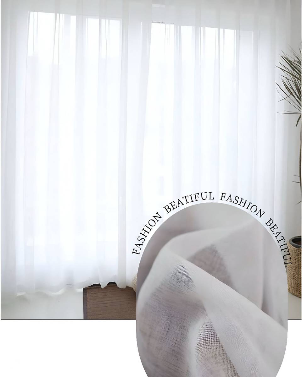 2 PANEL DE CORTINA VISILLO TRANSPARENTE CON TEXTURA 140X230CM - 4