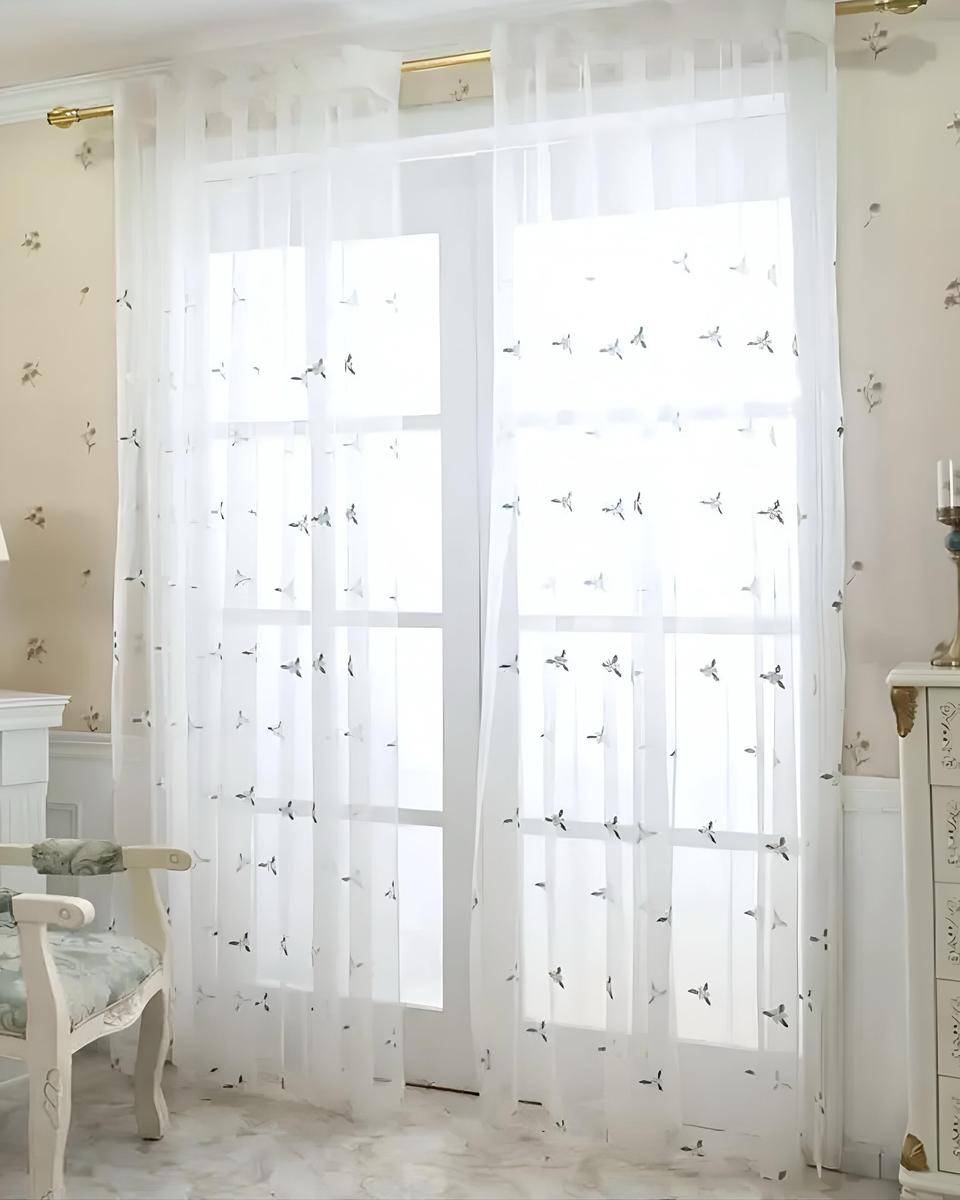 2 PANEL DE CORTINA VISILLO TRANSPARENTE CON TEXTURA 140X230CM - 1