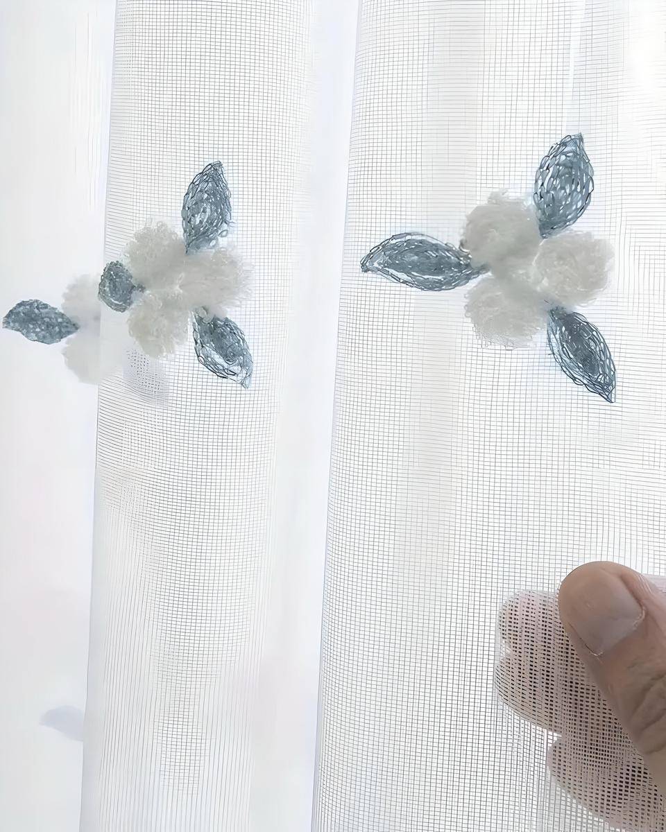 2 PANEL DE CORTINA VISILLO TRANSPARENTE CON TEXTURA 140X230CM - 2