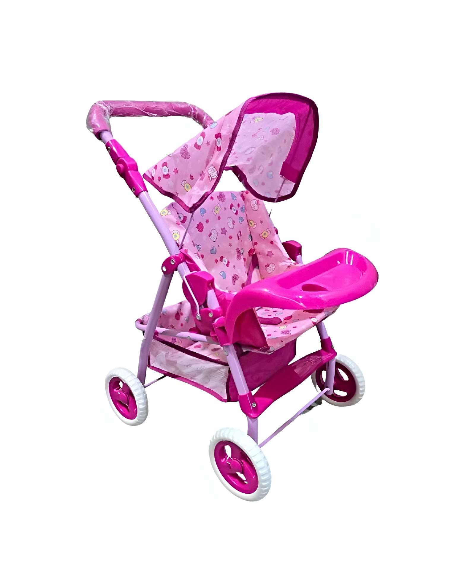 COCHE SIMPLE METALICO GRANDE DISEÑO ROSADO - 1