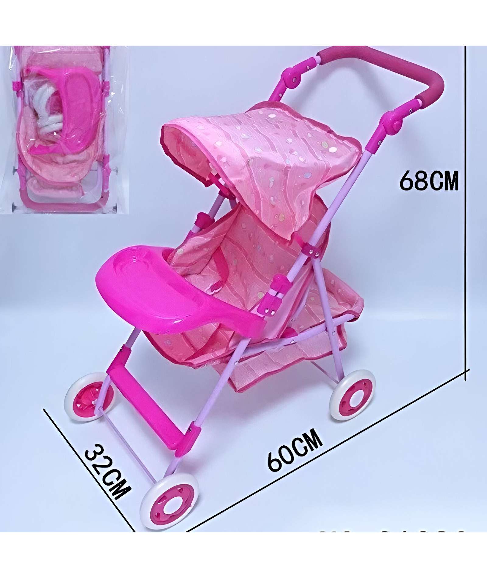 COCHE SIMPLE METALICO GRANDE DISEÑO ROSADO - 4