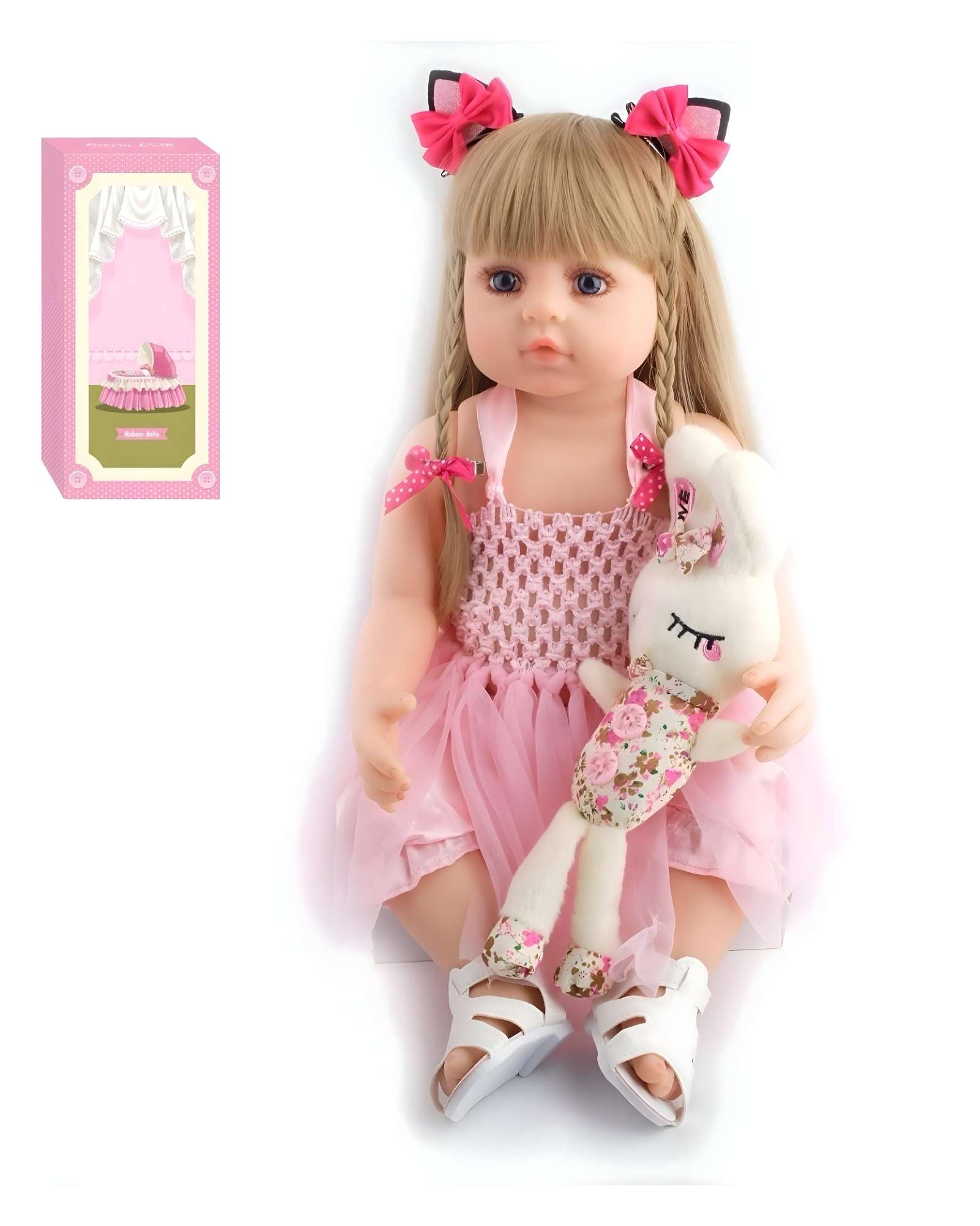 MUÑECA INFANTIL BEBÉ REALISTA SILICONA ROSADO - 1