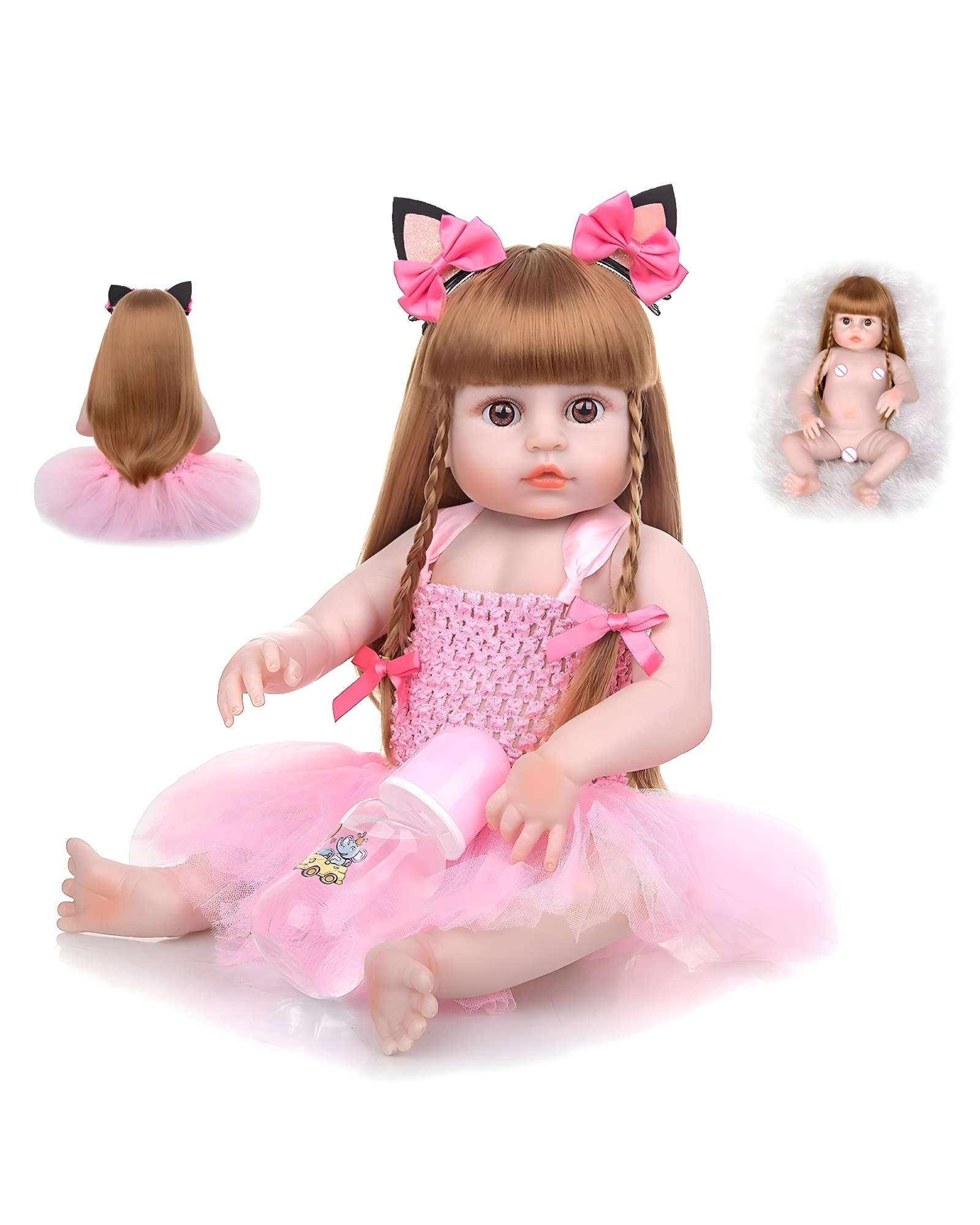 MUÑECA INFANTIL BEBÉ REALISTA SILICONA ROSADO - 3