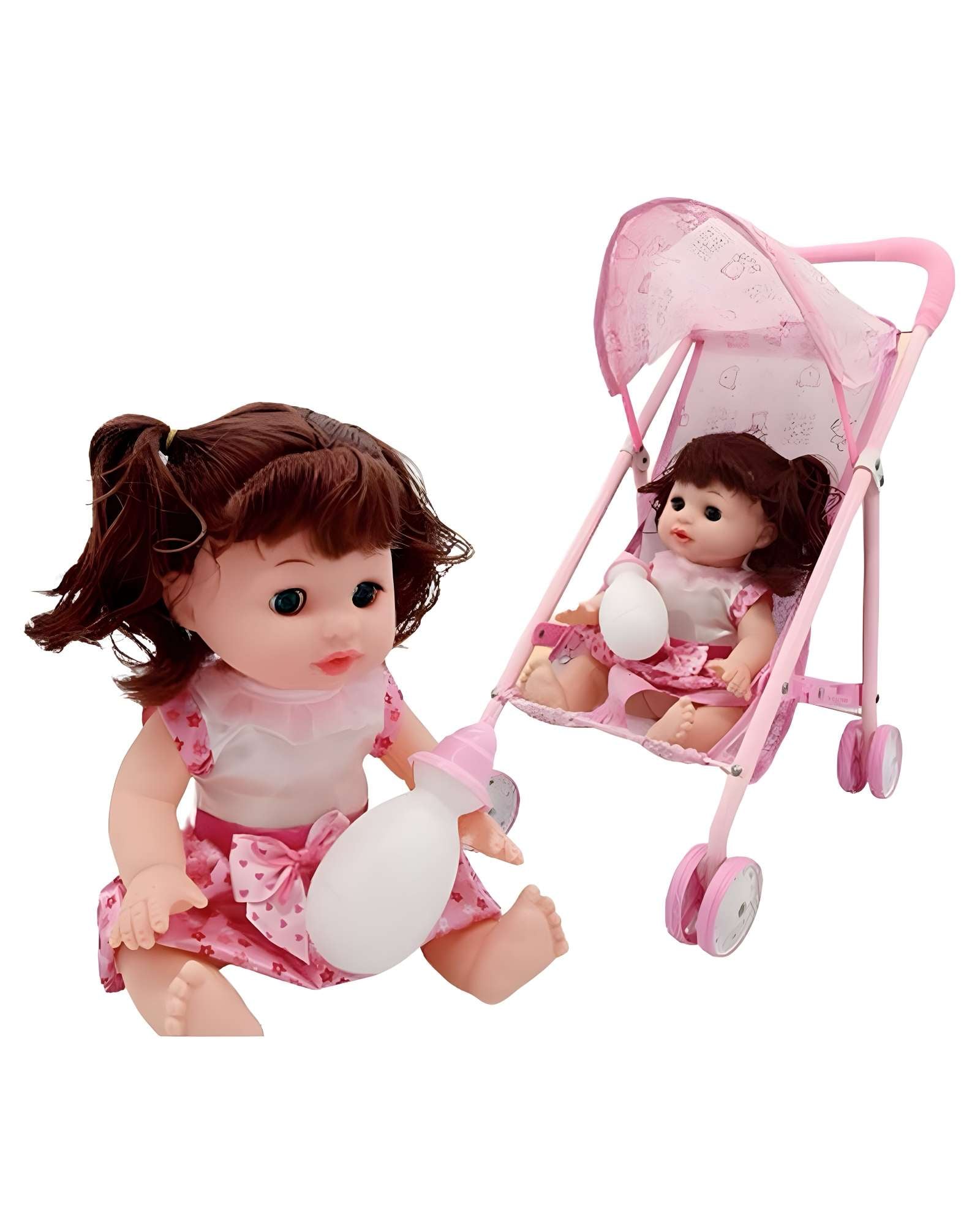 JUGUETE MUÑECA MÁS COCHE SIMPLE INFANTIL ROSADO - 1