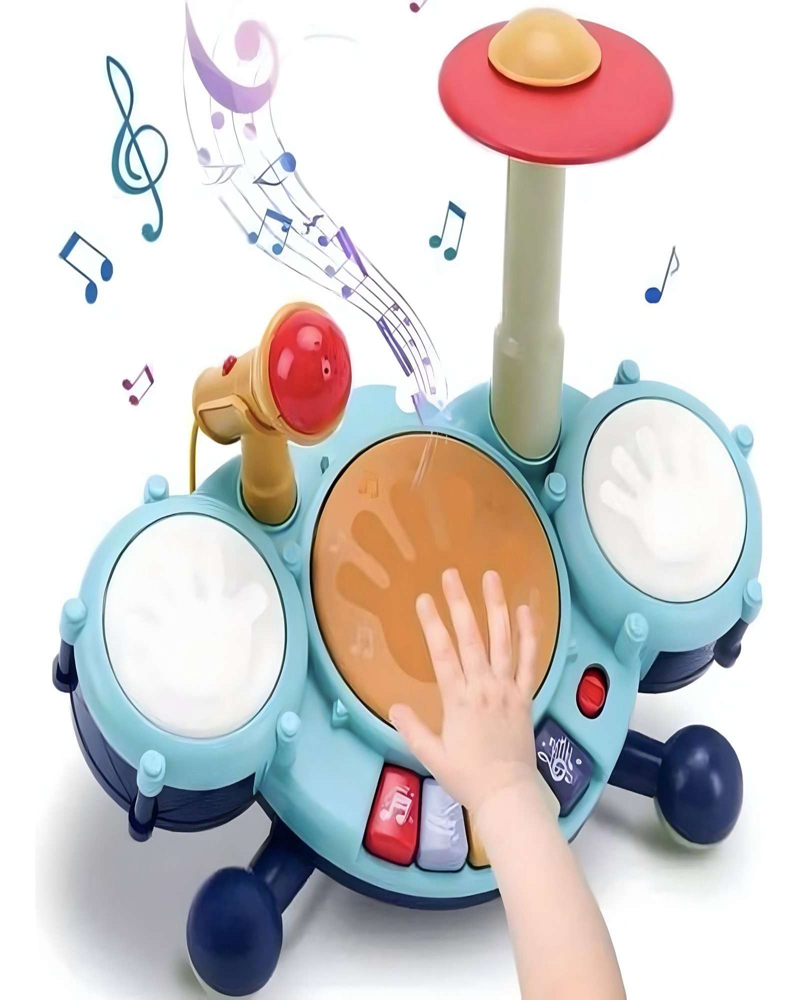 JUGUETE BATERÍA MUSICAL PARA BEBÉ CON MICRÓFONO ÓRGANO AZUL - 1