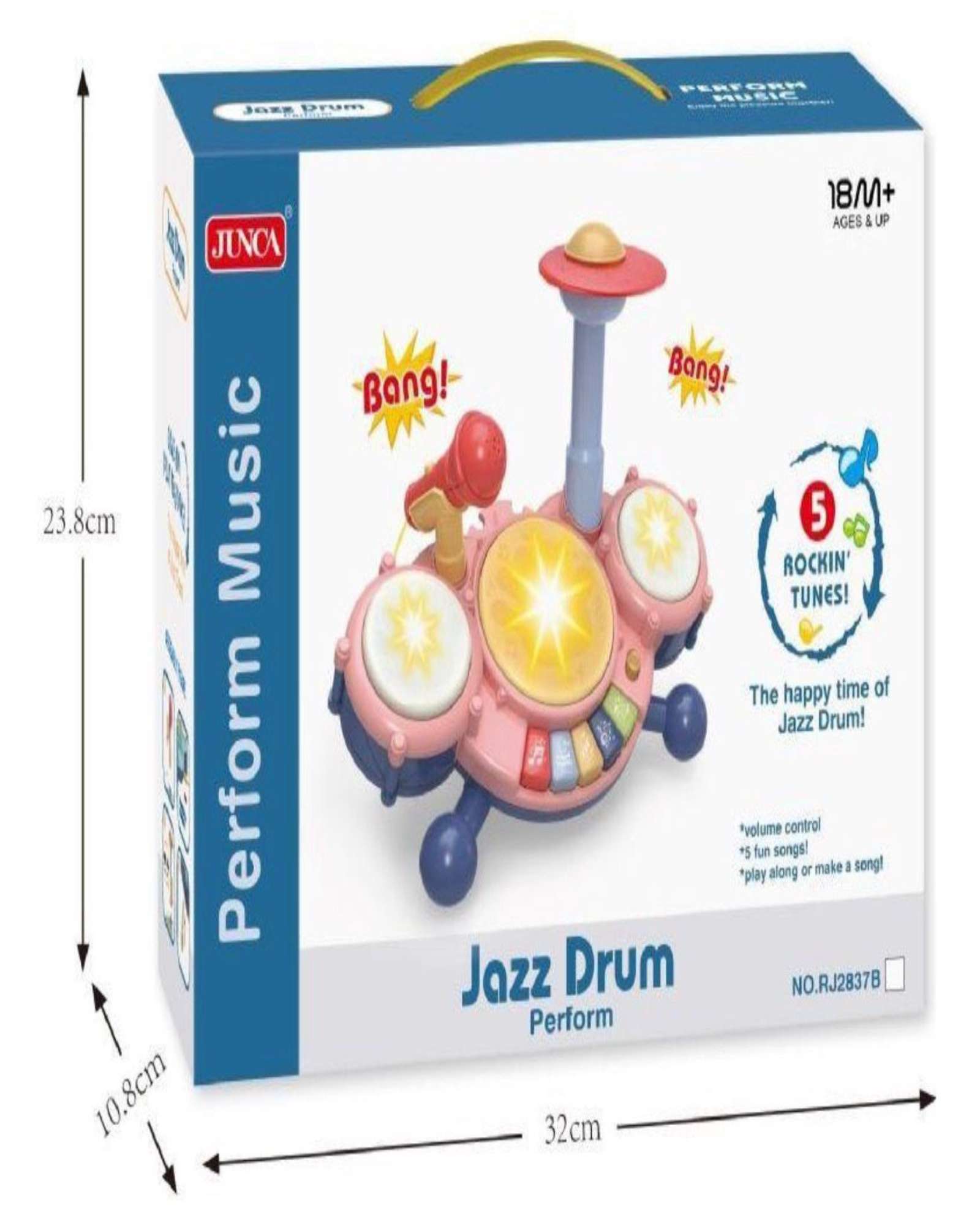 JUGUETE BATERÍA MUSICAL PARA BEBÉ CON MICRÓFONO ÓRGANO AZUL - 3